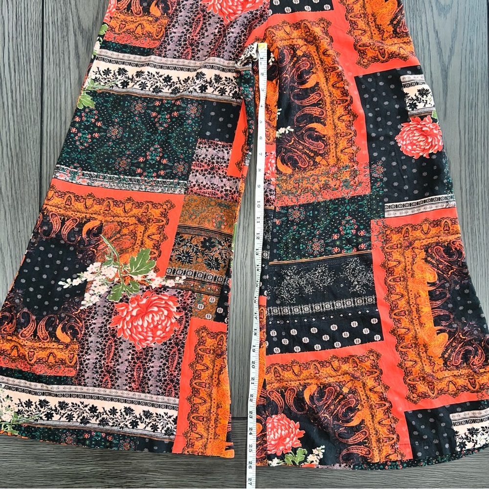 Free People Red & Black Patchwork Print Wide-Leg Jumpsuit - Picture 10 of 10